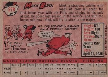 Mack Burk  baseball card collectible - Main Image 2
