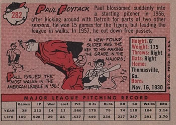 Paul Foytack  baseball card collectible - Main Image 2