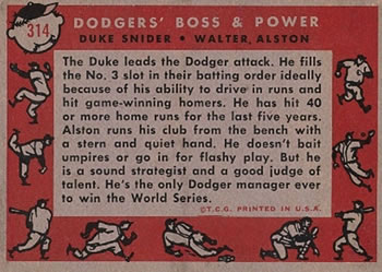 Dodgers’ Boss & Power (Duke Snider / Walter Alston)  baseball card collectible - Main Image 2