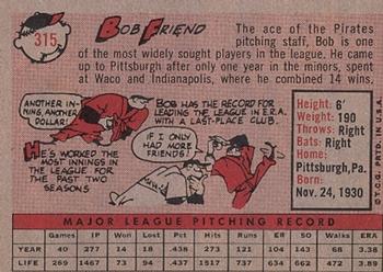 Bob Friend  baseball card collectible - Main Image 2