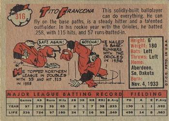 Tito Francona  baseball card collectible - Main Image 2