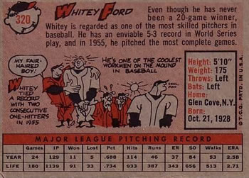 Whitey Ford  baseball card collectible - Main Image 2