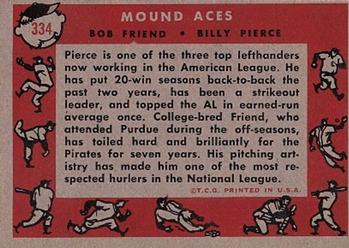Mound Aces (Bob Friend / Billy Pierce)  baseball card collectible - Main Image 2
