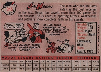 Jim Hegan  baseball card collectible - Main Image 2