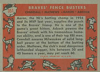 Braves’ Fence Busters (Del Crandall / Ed Mathews / Hank Aaron / Joe Adcock)  baseball card collectible - Main Image 2