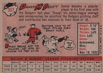 Danny McDevitt  baseball card collectible - Main Image 2