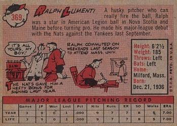 Ralph Lumenti  baseball card collectible - Main Image 2