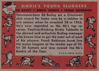 Birdie’s Young Sluggers (Ed Bailey / Birdie Tebbets / Frank Robinson)  baseball card collectible - Main Image 2