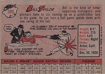 Bill Taylor  baseball card collectible - Main Image 2