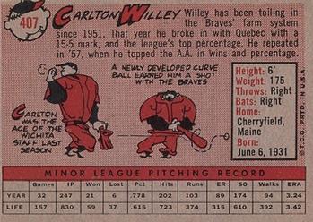 Carlton Willey  baseball card collectible - Main Image 2