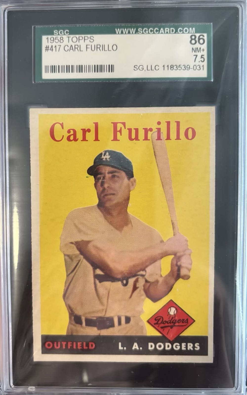 Carl Furillo  baseball card collectible - Main Image 3