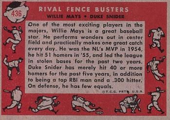 Rival Fence Busters (Willie Mays / Duke Snider)  baseball card collectible - Main Image 2