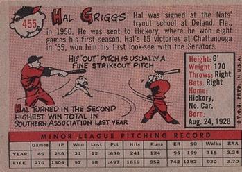 Hal Griggs  baseball card collectible - Main Image 2