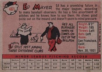 Ed Mayer  baseball card collectible - Main Image 2