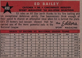 Ed Bailey  baseball card collectible - Main Image 2
