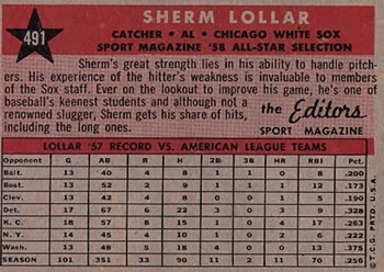 Sherm Lollar  baseball card collectible - Main Image 2