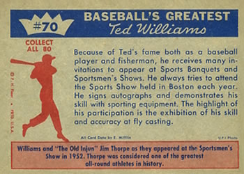 Ted Williams / Jim Thorpe  baseball card collectible - Main Image 2