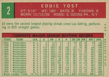 Eddie Yost  baseball card collectible - Main Image 2
