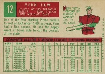 Vern Law  baseball card collectible - Main Image 2
