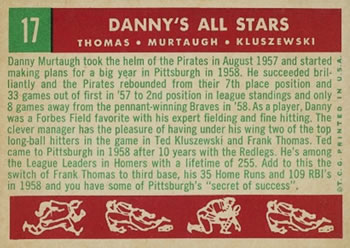 Danny’s All Stars (Frank Thomas / Danny Murtaugh / Ted Kluszewski)  baseball card collectible - Main Image 2