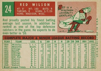 Red Wilson  baseball card collectible - Main Image 2