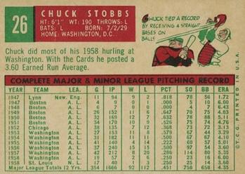 Chuck Stobbs  baseball card collectible - Main Image 2