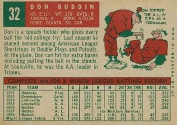 Don Buddin  baseball card collectible - Main Image 2