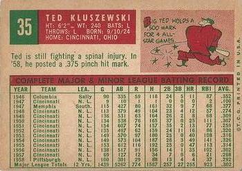 Ted Kluszewski  baseball card collectible - Main Image 2