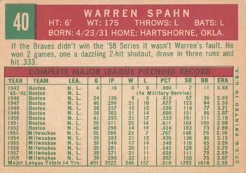 Warren Spahn  baseball card collectible - Main Image 2