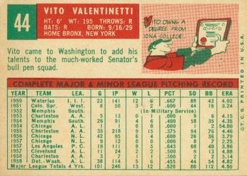 Vito Valentinetti  baseball card collectible - Main Image 2