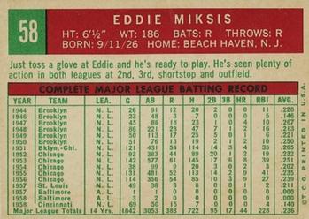 Eddie Miksis  baseball card collectible - Main Image 2