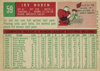 Irv Noren  baseball card collectible - Main Image 2
