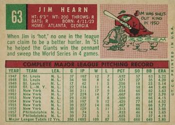 Jim Hearn  baseball card collectible - Main Image 2