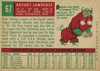 Brooks Lawrence  baseball card collectible - Main Image 2