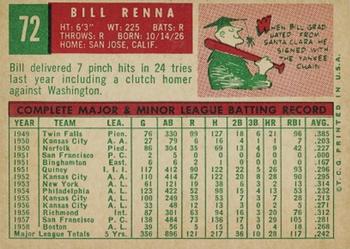 Bill Renna  baseball card collectible - Main Image 2