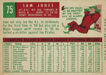Sam Jones  baseball card collectible - Main Image 2