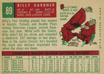Billy Gardner  baseball card collectible - Main Image 2