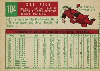 Del Rice  baseball card collectible - Main Image 2