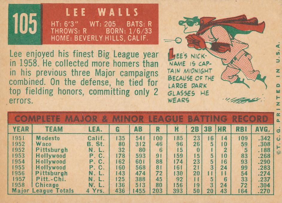Lee Walls  baseball card collectible - Main Image 2