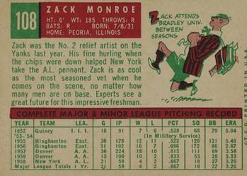 Zack Monroe  baseball card collectible - Main Image 2