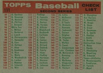 Red Legs Team Card / Second Series Checklist: 89-176  baseball card collectible - Main Image 2