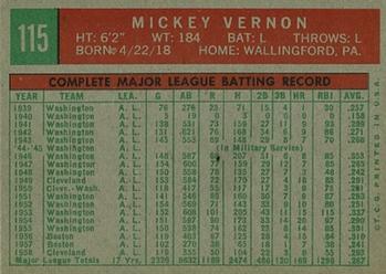 Mickey Vernon  baseball card collectible - Main Image 2