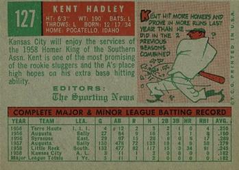 Kent Hadley  baseball card collectible - Main Image 2