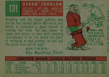 Deron Johnson  baseball card collectible - Main Image 2
