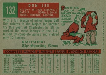 Don Lee  baseball card collectible - Main Image 2