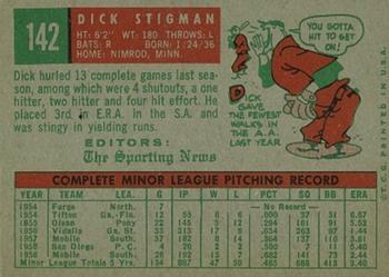 Dick Stigman  baseball card collectible - Main Image 2