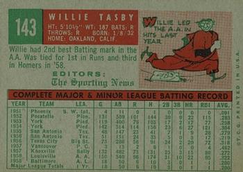 Willie Tasby  baseball card collectible - Main Image 2