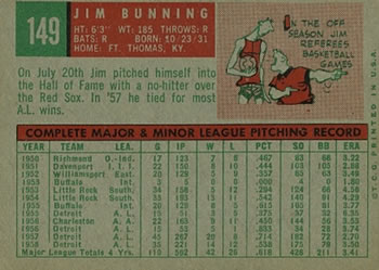 Jim Bunning  baseball card collectible - Main Image 2