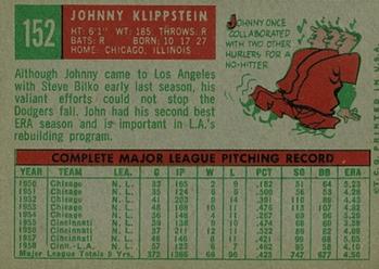 Johnny Klippstein  baseball card collectible - Main Image 2