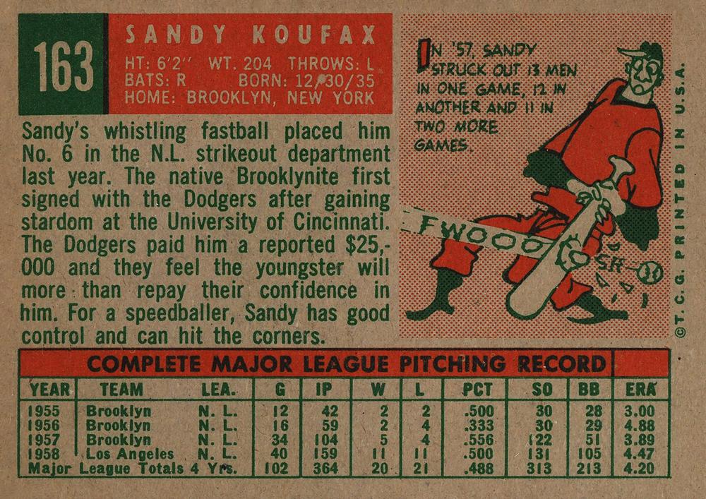 Sandy Koufax  baseball card collectible - Main Image 2
